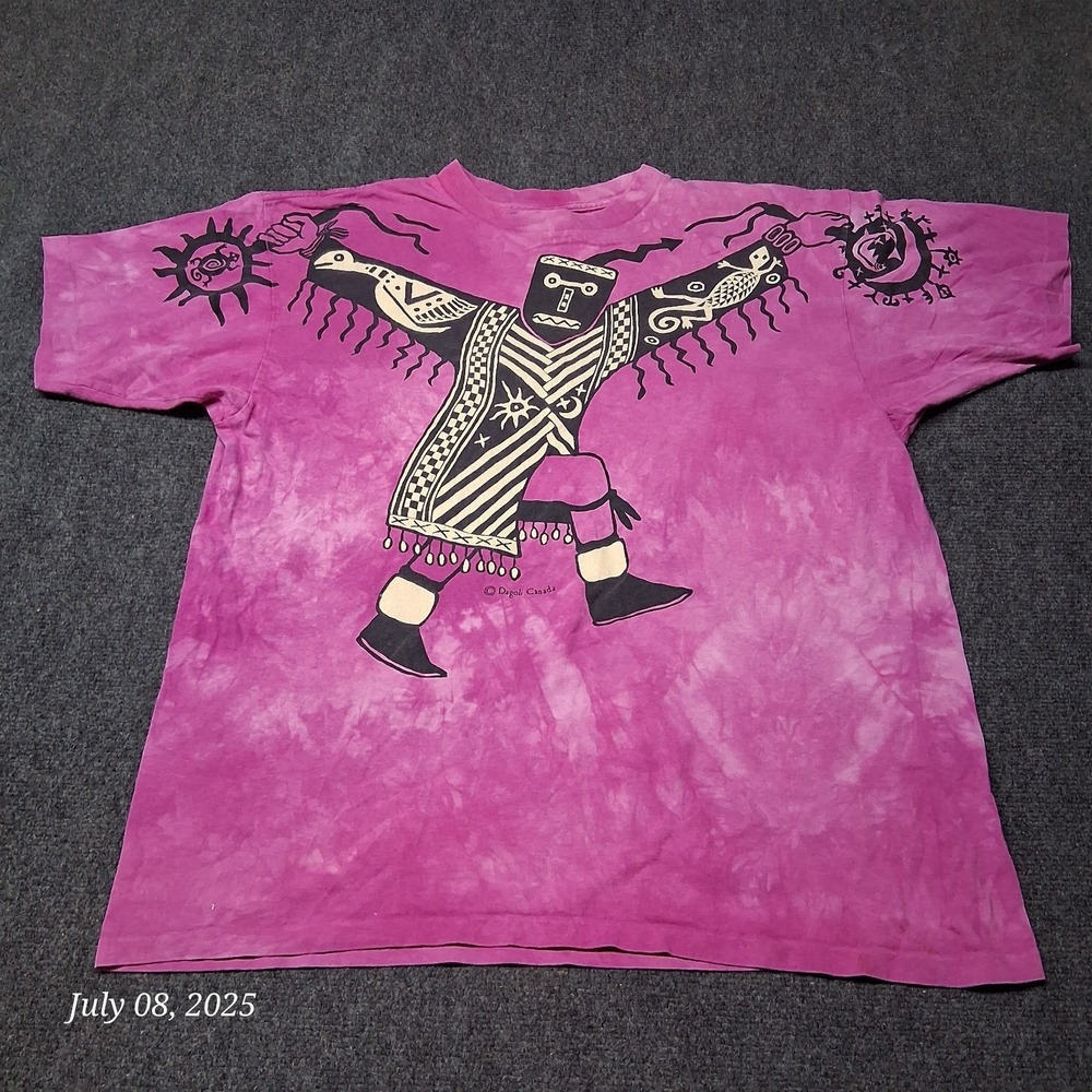 Vintage Celestial Dancer Native American Dagoli T Shirt Sz XL Pink Single Stitch